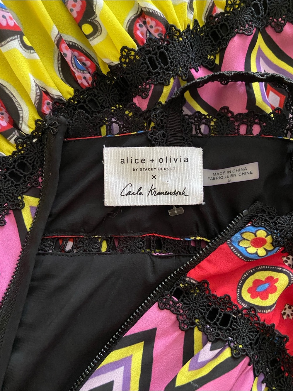 Alice + Olivia X Carla Kranendonk Karolina Paneled Maxi Dress Size 8 - Picture 10 of 12